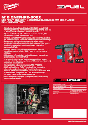 SDS-draaihamers Milwaukee M18 ONEFHPX-802X