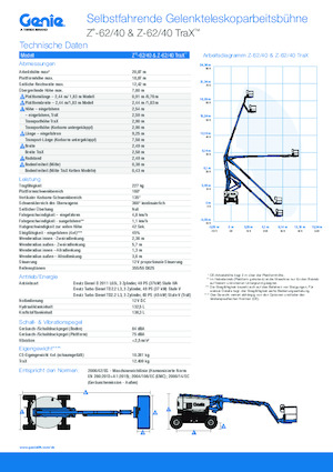 Knikarmhoogwerkers op rupsbanden Genie Z-62/40 TraX