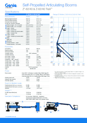 Knikarmhoogwerkers op rupsbanden Genie Z-62/40 TraX