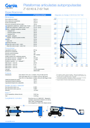 Knikarmhoogwerkers op rupsbanden Genie Z-62/40 TraX