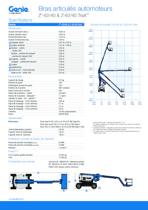 Knikarmhoogwerkers op rupsbanden Genie Z-62/40 TraX