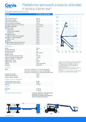 Knikarmhoogwerkers op rupsbanden Genie Z-62/40 TraX
