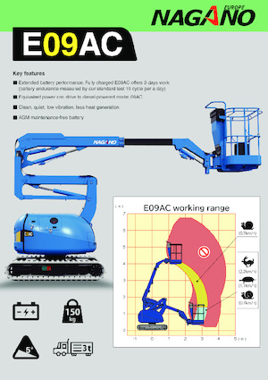 Knikarmhoogwerkers op rupsbanden Nagano E09AC