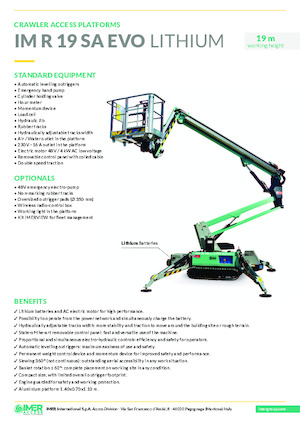 Knikarmhoogwerkers op rupsbanden Imer IM R 19 SA Evo Lithium
