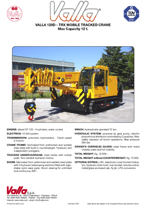 Rupskranen - Telescooparm Valla 120 TRX-D