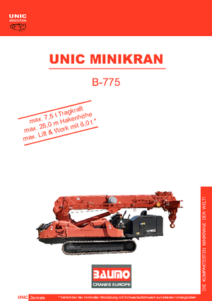 Rupskranen - Telescooparm UNIC B 775