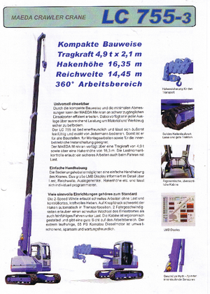 Rupskranen - Telescooparm Maeda LC 755-3