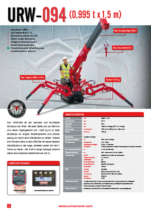 Rupskranen - Telescooparm UNIC URW 094