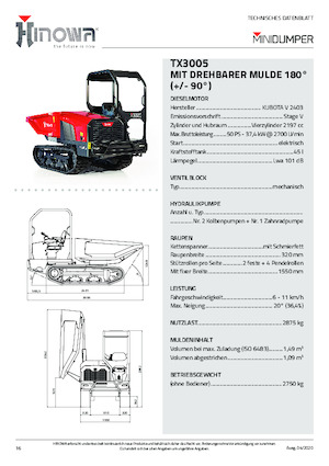 Rupsdumpers Hinowa TX3005
