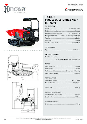 Rupsdumpers Hinowa TX3005