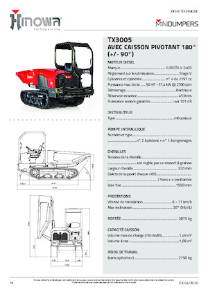 Rupsdumpers Hinowa TX3005