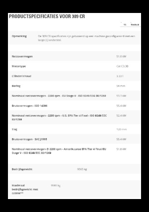 Rupsgraafmachines Caterpillar 309 CR