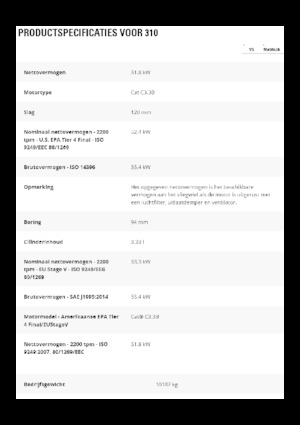 Rupsgraafmachines Caterpillar 310