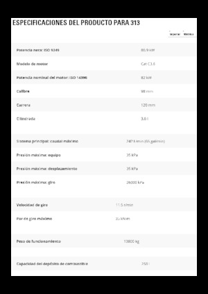 Rupsgraafmachines Caterpillar 313