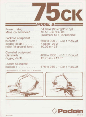 Graafmachines in overslaguitvoering Case Poclain 75CK