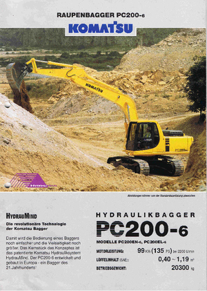 Rupsgraafmachines Komatsu PC200EL-6 activ