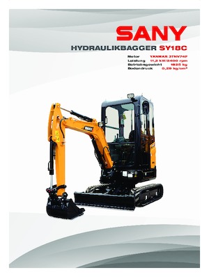 Mini-graafmachines Sany SY18C