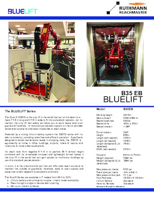 Knikarmhoogwerkers op rupsbanden Ruthmann BLUELIFT B35 EB