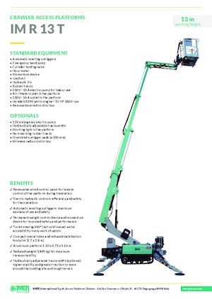 Telescoophoogwerkers op rupsbanden Imer IM R 13 T 