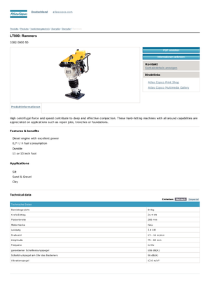 Benzine en Diesel Trilstampers Atlas Copco LT 800
