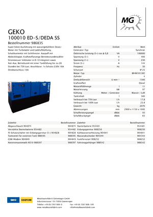 Diesel Generatoren Geko ® 100010 ED-S/DEDA