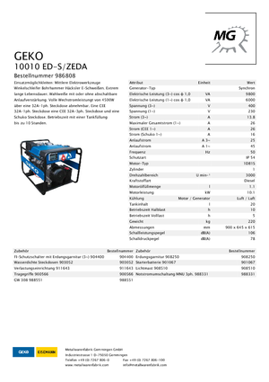 Diesel Generatoren Geko ® 10010 ED-S/ZEDA