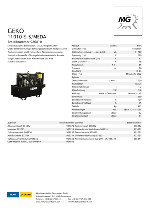Diesel Generatoren Geko ® 11010 E-S/MEDA