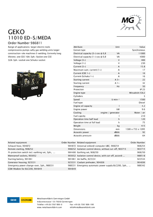 Diesel Generatoren Geko ® 11010 ED-S/MEDA