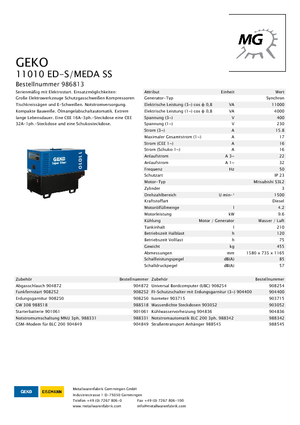 Diesel Generatoren Geko ® 11010 ED-S/MEDA