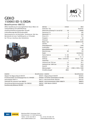 Diesel Generatoren Geko ® 150003 ED-S/DEDA