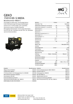 Diesel Generatoren Geko ® 15010 ED-S/MEDA