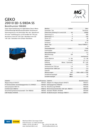 Diesel Generatoren Geko ® 20010 ED-S/DEDA