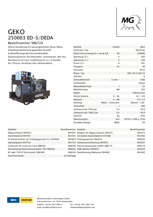 Diesel Generatoren Geko ® 250003 ED-S/DEDA