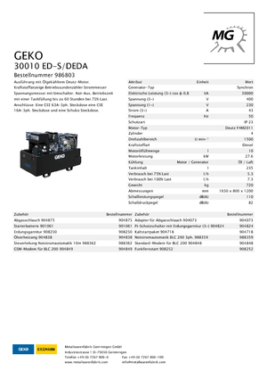 Diesel Generatoren Geko ® 30010 ED-S/DEDA