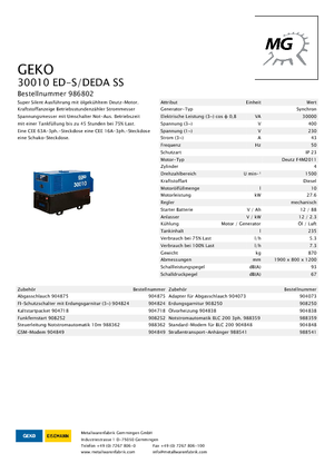 Diesel Generatoren Geko ® 30010 ED-S/DEDA