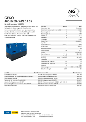 Diesel Generatoren Geko ® 40010 ED-S/DEDA