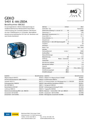 Diesel Generatoren Geko ® 5401 E-AA/ZEDA