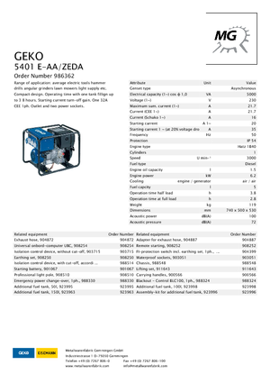 Diesel Generatoren Geko ® 5401 E-AA/ZEDA