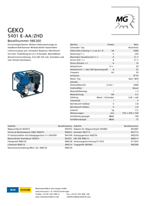 Diesel Generatoren Geko ® 5401 E-AA/ZHD