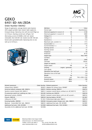 Diesel Generatoren Geko ® 6401 ED-AA/ZEDA