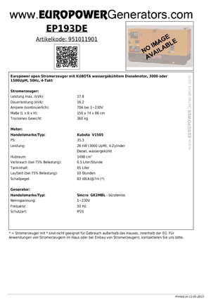 Diesel Generatoren Europower EP193DE (S)