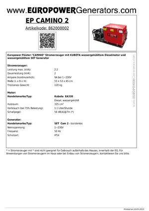 Diesel Generatoren Europower EP Camino 2