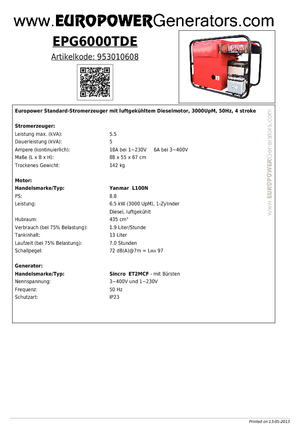 Diesel Generatoren Europower EPG6000TDE (S)