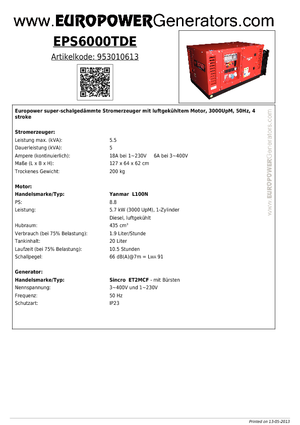 Diesel Generatoren Europower EPS6000TDE (S)