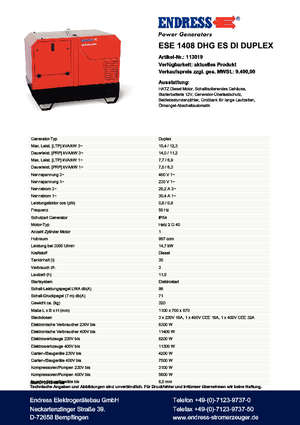 Diesel Generatoren Endress ESE 1408 DHG ES Duplex Silent