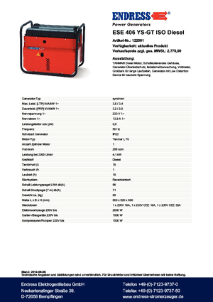 Diesel Generatoren Endress ESE 406 YS-GT ISO DI