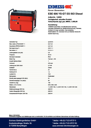 Diesel Generatoren Endress ESE 606 YS-GT ES ISO DI