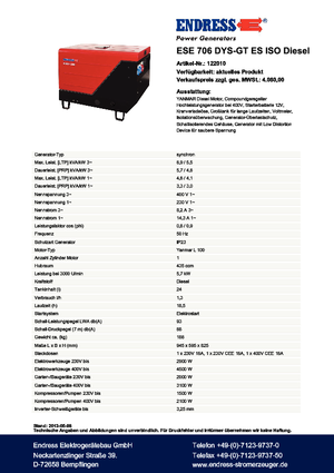 Diesel Generatoren Endress ESE 706 DYS-GT ES ISO DI