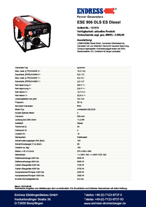Diesel Generatoren Endress ESE 906 DLS ES DI