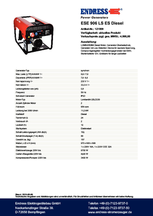 Diesel Generatoren Endress ESE 906 LS ES DI